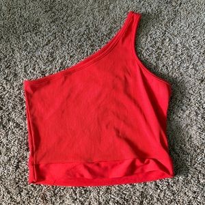 One-shoulder red top from shein